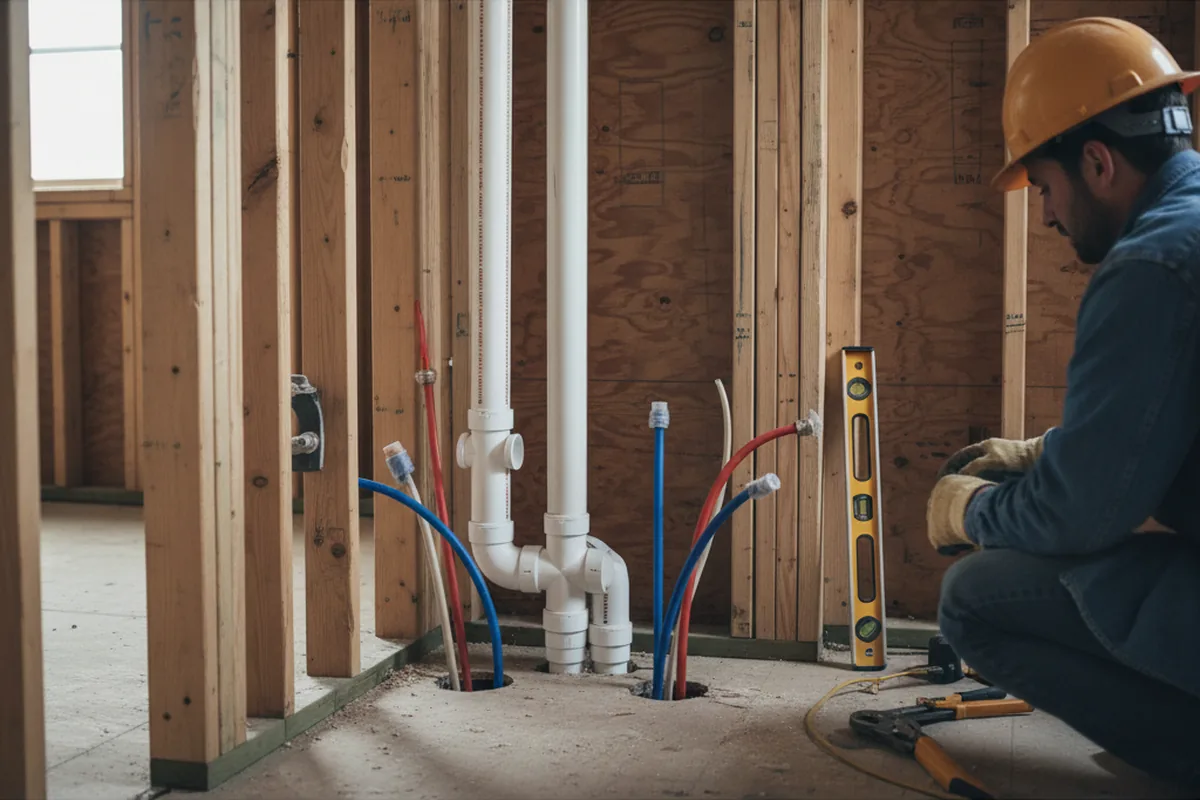 Drain and supply rough-in during Leak Detection in Chesterville