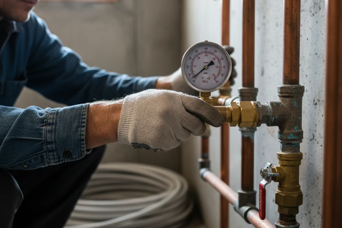 Pressure testing a repaired line during Water Line Repair in Chesterville